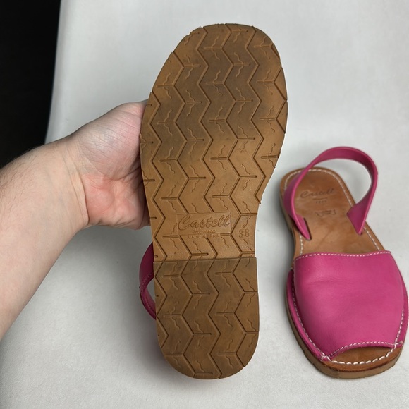Castell Avarcas Vecco Pink Leather Menorcan Sandals Size 7.5 Slingback Italy - Picture 5 of 7